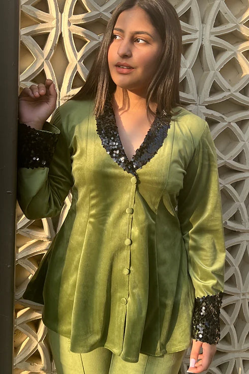 Elly Green Embellished Winter Coord